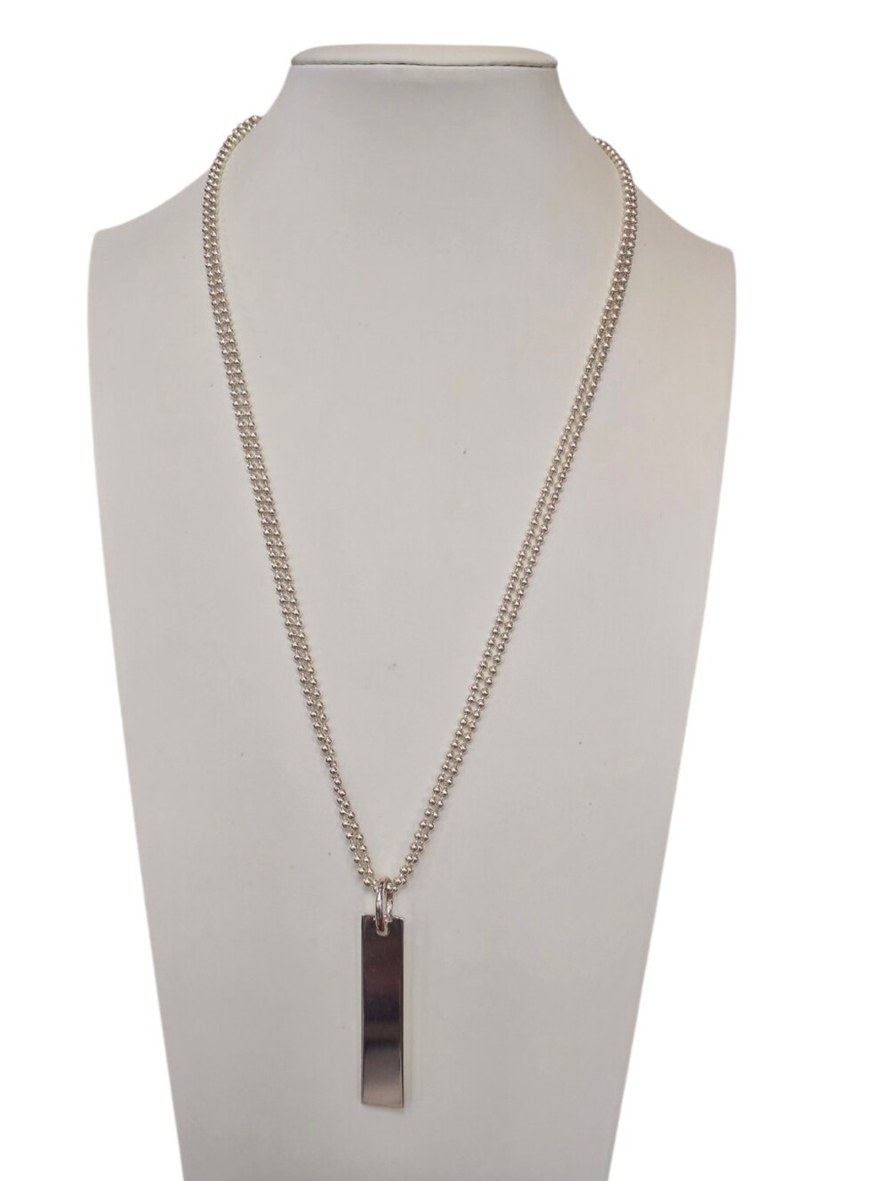 Gucci Dog Tag Pendant Sterling Silver Double Bead Chain Necklace - Picture 5 of 8